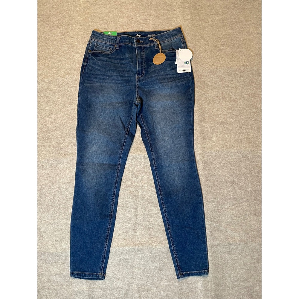 Dip Womens High Rise Skinny Jeans Blue Medium Wash Repreve Recycled Size 12 NWT